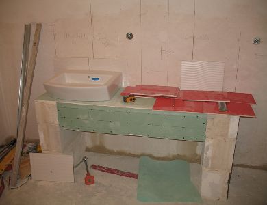 vanity during construction
